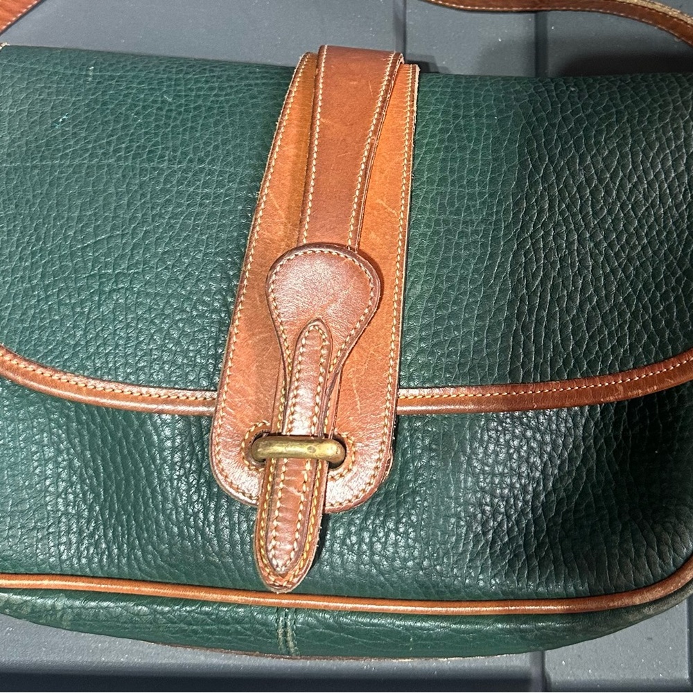 Dooney & Bourke Green and Brown Leather Crossbody Bag